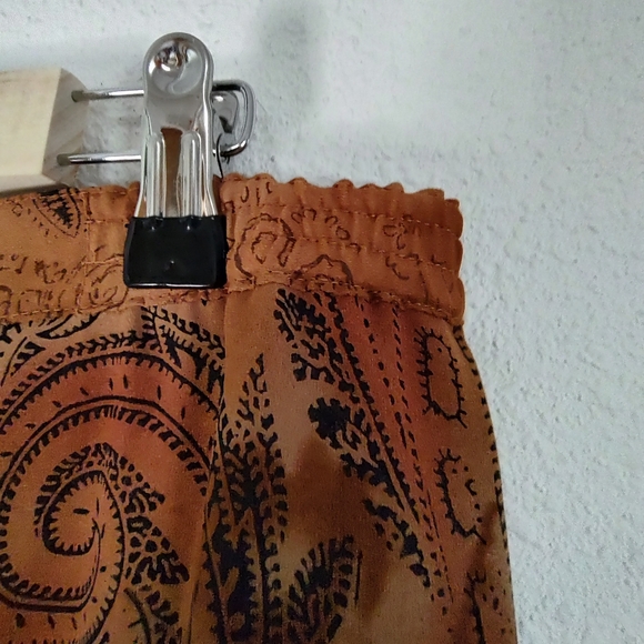 Hearts Of Palm Brown Paisley Fully Lined Elastic Sides Size 14 Midi Skirt - Picture 4 of 7